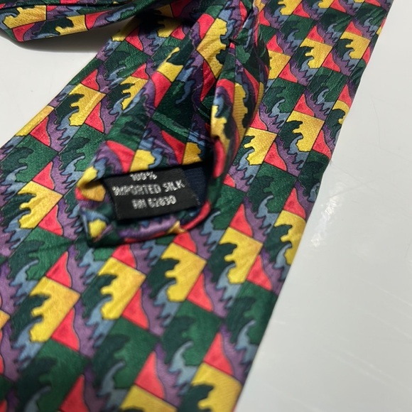 J. Garcia Red and Yellow Tie with Stripes - Picture 3 of 5